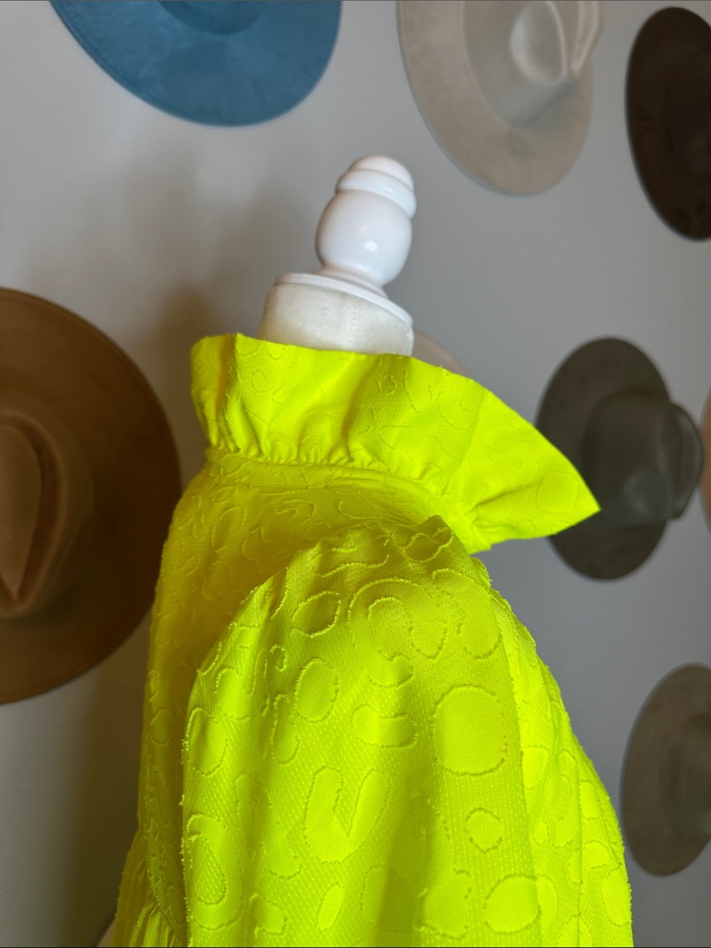 Emily McCarthy Neon Yellow Puff Sleeve Babydoll Dress - Picture 5 of 7